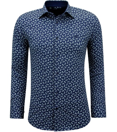 Gentile Bellini Katoenen Casual Overhemd Heren met Print - 3141 - Blauw