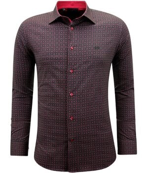 Gentile Bellini Overhemd Print Heren Lange Mouwen Slim Fit - 3137 - Rood