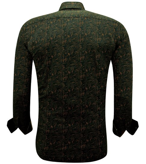 Gentile Bellini Mannen Overhemden Lange Mouw met Print Slim Fit- 3145 - Bruin