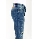 Mario Morato Blauwe Slim Fit Jeans met Scheuren Heren -MM118- Blauw
