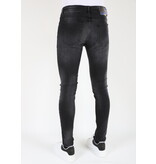 Mario Morato  Zwarte Slim Fit Stretch Jeans Heren met Gaten  - MM113