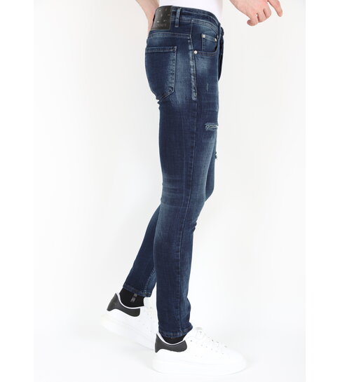 Mario Morato Donkerblauwe Stonewash Jeans met Gaten Strech -MM120