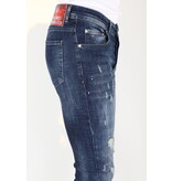 Mario Morato Slim Fit Jeans met Verfspatten Heren -MM115- Blauw