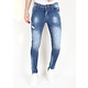 Slim Fit Spijkerbroek Heren  met Verfspatten -MM108  - Blauw