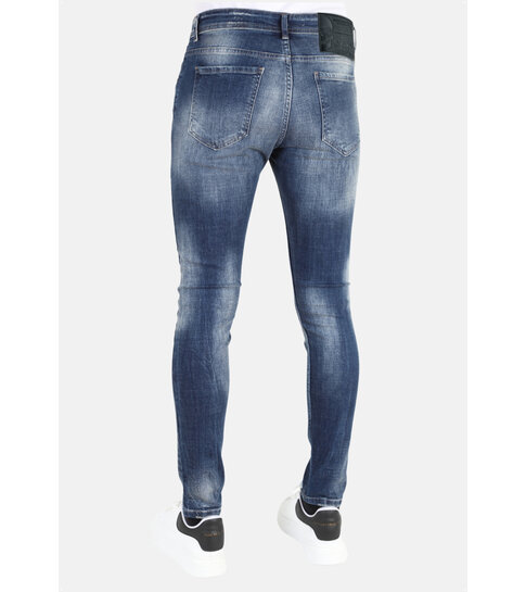 Mario Morato Stonewashed Slim Fit Mannen Spijkerbroek met Scheuren -MM121-  Blauw