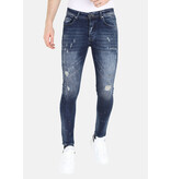 Mario Morato Slim Fit Jeans met Verfspatten Heren -MM115- Blauw