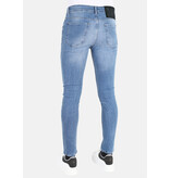 Mario Morato Heren Slim-fit  Spijkerbroek Stonewash met Gaten -MM114- Blauw