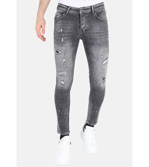 Mario Morato Ripped Jeans Heren met Verfspatten Stretch -MM112- Grijs