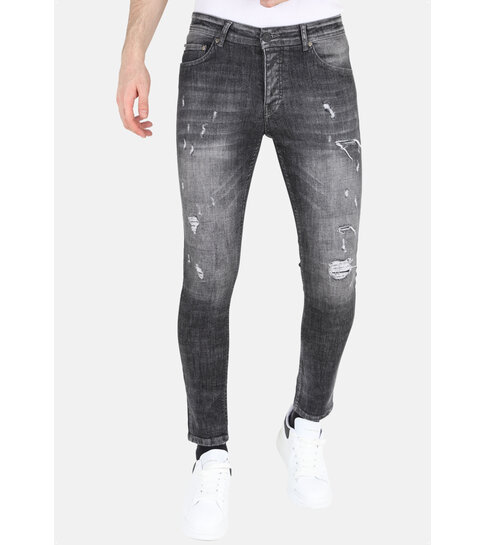 Mario Morato Slim Fit Street Fashion Cotton Jeans met Scheuren Heren -MM110- Grijs