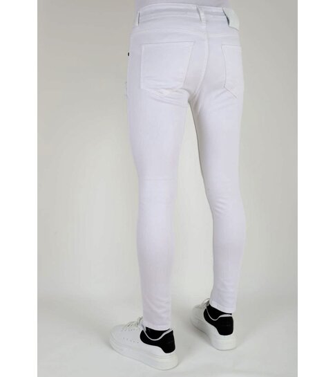 Mario Morato Witte Ripped Jeans voor Heren Slim Fit -DP106