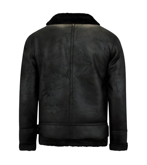 TONY BACKER Shearling jacket - Lammy Coat - Zwart