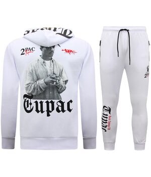  TopStar Joggingpakken Heren Tupac - Trainingspakken 2Pac- Huispakken - 10997 - Wit