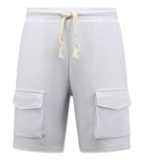 True Rise Geribbelde Oversized T-shirt - Joggingshorts Heren - SET - Wit