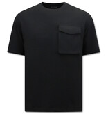 True Rise Geribbelde Oversized T-shirt - Joggingshort Heren - SET - Zwart