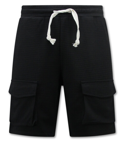 True Rise Geribbelde Oversized T-shirt - Joggingshort Heren - SET - Zwart