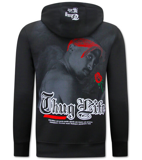 True Rise 2Pac Heren Hoodie - Thug Life - Zwart