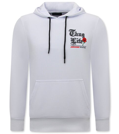 True Rise Tupac  Heren Hoodie - Thug Life - Wit