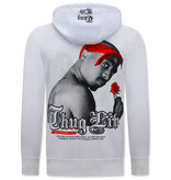 True Rise Tupac  Heren Hoodie - Thug Life - Wit