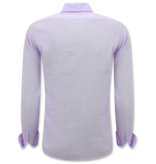 ENOS Linnen Overhemd Heren - Regular Fit - Casual Blanco - Paars