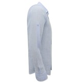 ENOS Linnen Overhemd Heren - Regular Fit - Casual Blanco - Licht Blauw