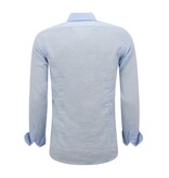 ENOS Linnen Overhemd Heren - Regular Fit - Casual Blanco - Licht Blauw