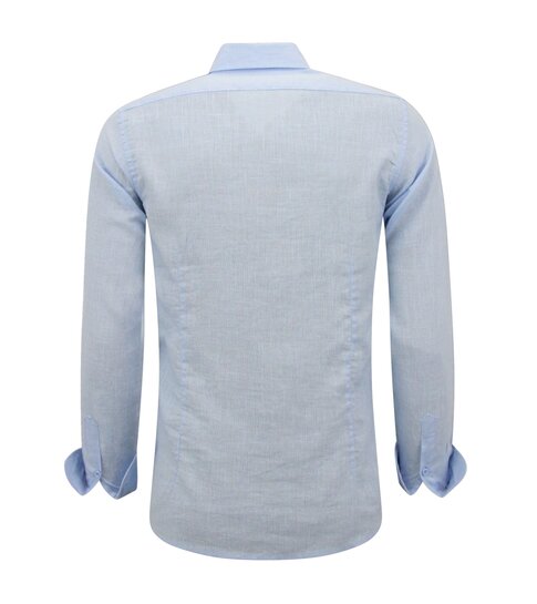 ENOS Linnen Overhemd Heren - Regular Fit - Casual Blanco - Licht Blauw