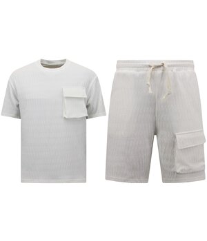 True Rise Ribbed Oversized Zomerset Heren -  SET - Wit