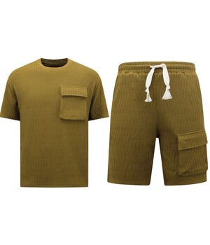 True Rise Ribbed Oversized Zomerset Heren -  SET - Licht Brown