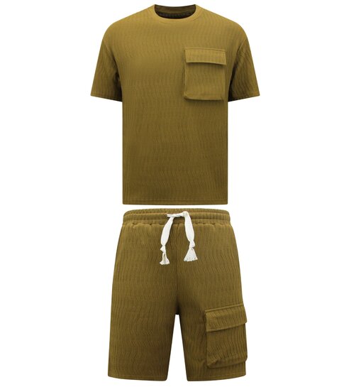 True Rise Ribbed Oversized Zomerset Heren -  SET - Licht Brown