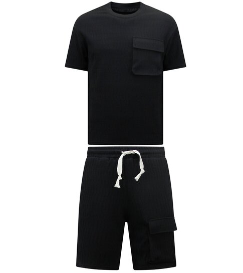 True Rise Ribbed Oversized Zomerset Heren -  SET - Zwart