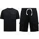 Geribbelde Oversized T-shirt - Joggingshort Heren - SET - Zwart