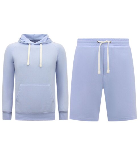 ENOS Hoodie Heren - Korte Joggingbroek Heren - SET - Licht Blauw