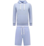 ENOS Hoodie Heren - Korte Joggingbroek Heren - SET - Licht Blauw