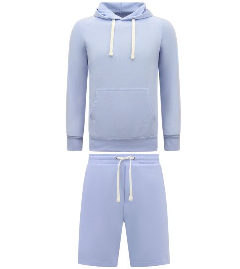 ENOS Hoodie Heren - Korte Joggingbroek Heren - SET - Licht Blauw