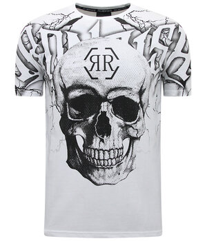 ENOS Skull - Rhinestone T-shirt - 7983 - Wit