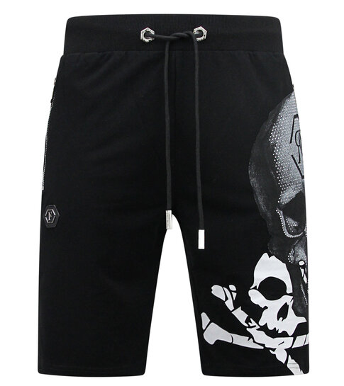 ENOS Skull - Rhinestone Korte Broek - 7976 -  Zwart