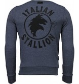 Local Fanatic Rocky Balboa - Rhinestone Sweater - Blauw