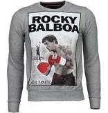 Local Fanatic Rocky Balboa - Rhinestone Sweater - Grijs