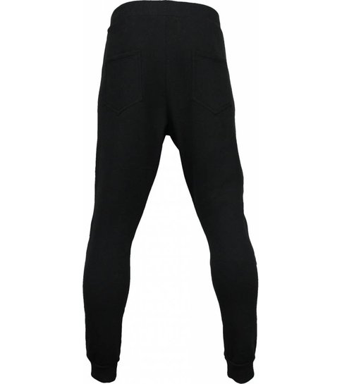 Maximal Casual Joggingbroek - Slim Fit Ribbel Style Rits - Zwart