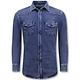 Spijker Blouse Heren - Denim Overhemd - Blauw