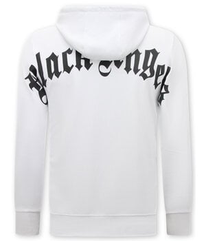True Rise Heren Hoodie met Capuchon Oversized - Black Angels -3181- Wit