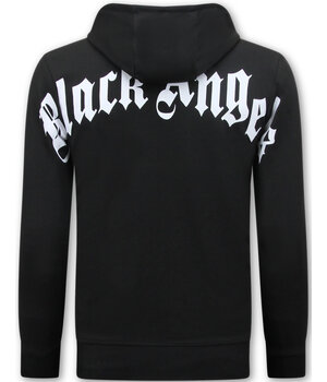 True Rise Heren Hoodies Oversized  - Black Angels -3181- Zwart
