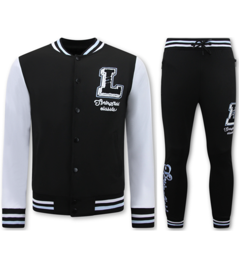 True Rise Trainingspak Heren - Joggingpak Heren Volwassenen - 2822 - Zwart /Wit