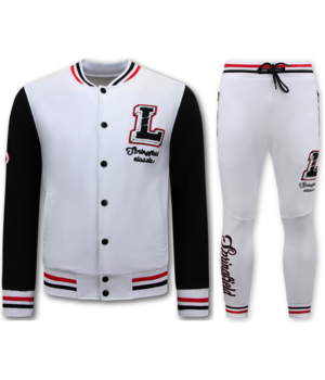 True Rise Joggingpak Heren Volwassenen - Tracksuit Heren - 2822 - Wit / Zwart