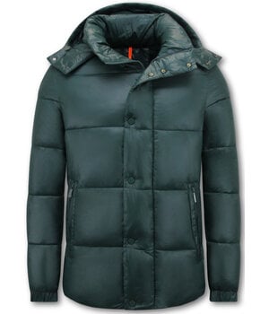 ENOS Pufferjas - Jassen Heren Winter Capuchon - 8055 - Groen