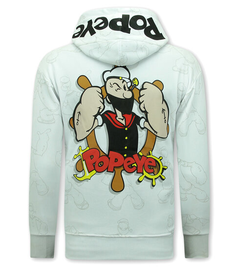 True Rise Hoodie Heren met Capuchon - Popeye - Wit