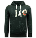 True Rise Heren Hoodie met Capuchon - Popeye - Zwart