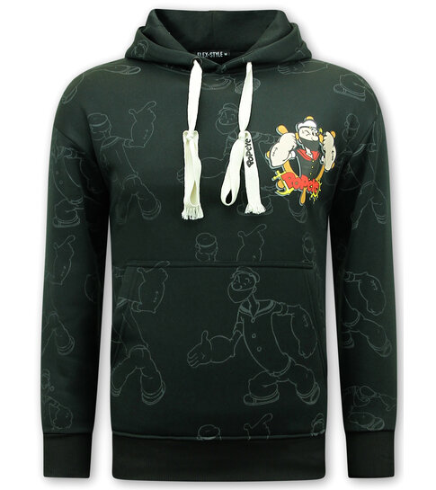 True Rise Heren Hoodie met Capuchon - Popeye - Zwart