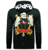 True Rise Heren Hoodie met Capuchon - Popeye - Zwart