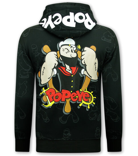 True Rise Heren Hoodie met Capuchon - Popeye - Zwart